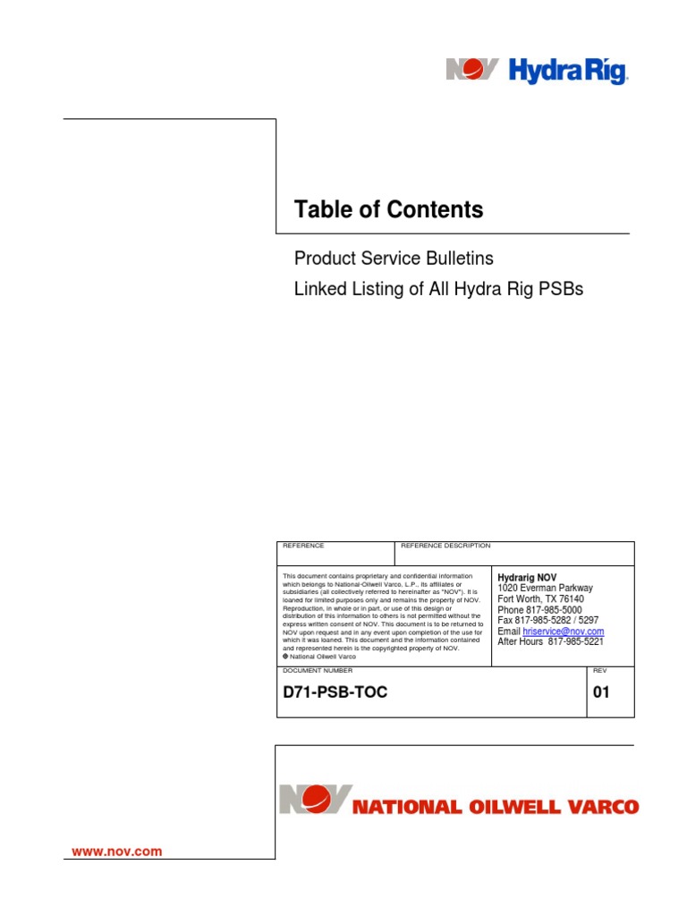Product Service Bulletins Linked Listing of All Hydra Rig Psbs | PDF