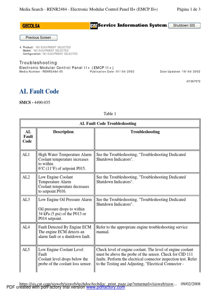 AL Codigos de Falla PDF Electric Generator Transformer