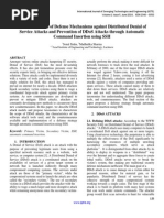 Characterization of Defense Mechanisms against Distributed Denial of Service Attacks and Prevention of DDoS Attacks through Automatic Command Insertion using SSH