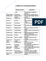 Phrasal Verbs List For Bachillerato