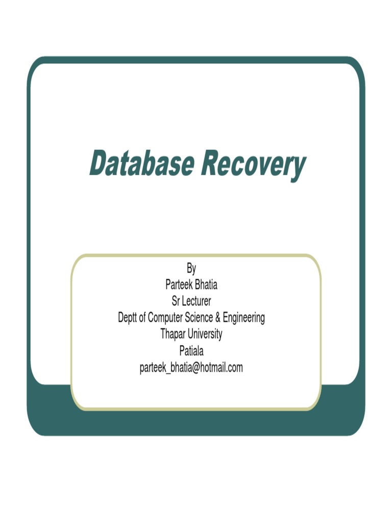 Database Recovery | PDF