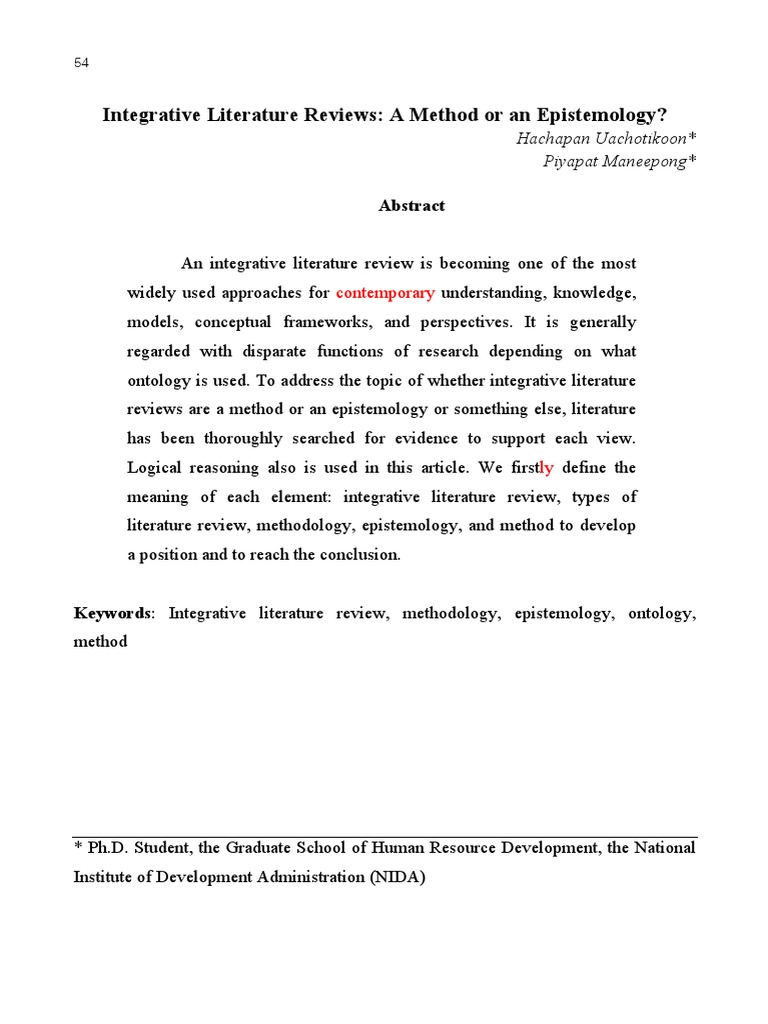 Integrative Literature Review - Manuscript | PDF | Literature Review ...