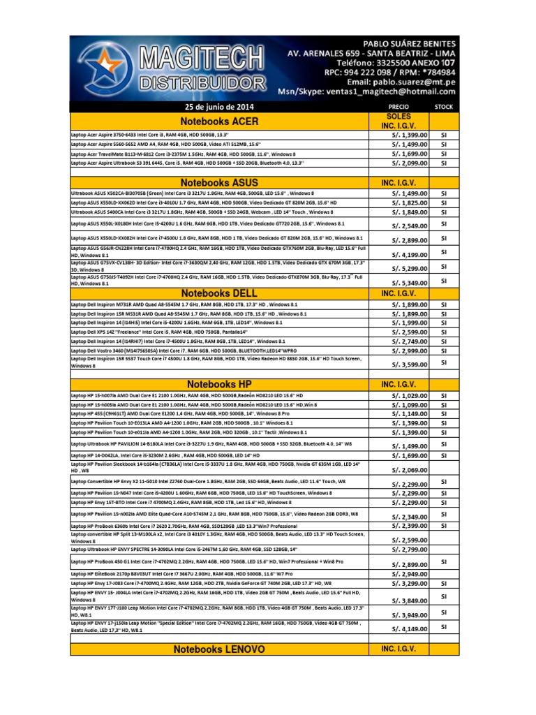 Catálogo de Laptops 2025 en Lima | PDF | Computadoras móviles ...