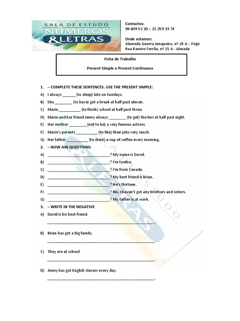 Present Simple E Present Continuous Pdf