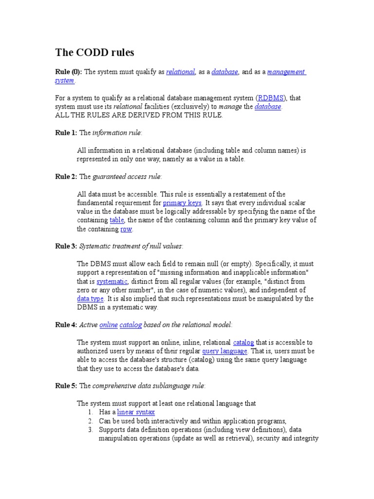 Codd's Rule | PDF