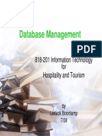 Database Management: 818-201 Information Technology For Hospitality and Tourism