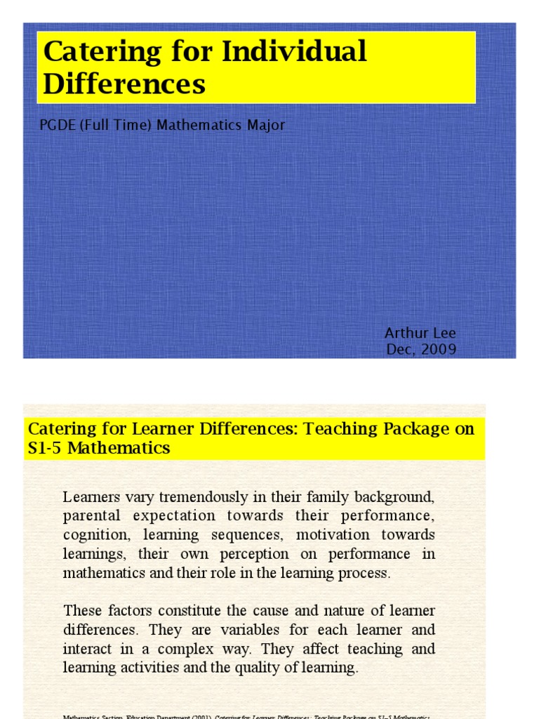 Catering to Learner Differences in Math | PDF | Area | Teachers