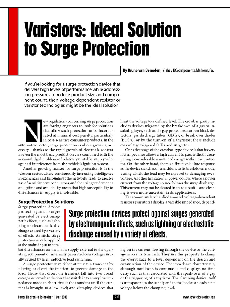 Varistors Ideal Solution To Surge Protection PDF Diode