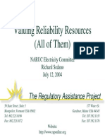 Valuing Reliability Resources (All of Them) : The Regulatory Assistance Project