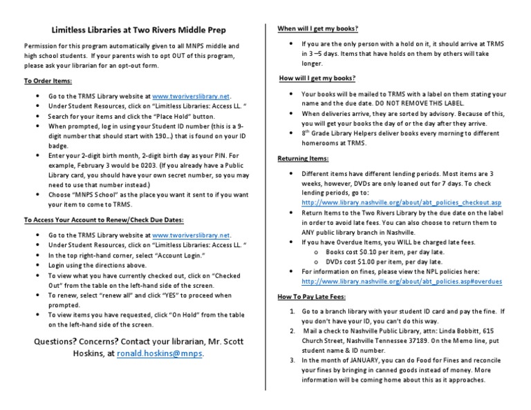 Limitless Libraries Guide for TRMS Students | PDF | Libraries | Library ...