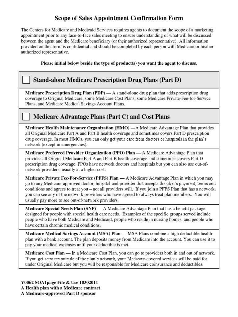 scopeofappointmentform Medicare (United States) Medicare Part D