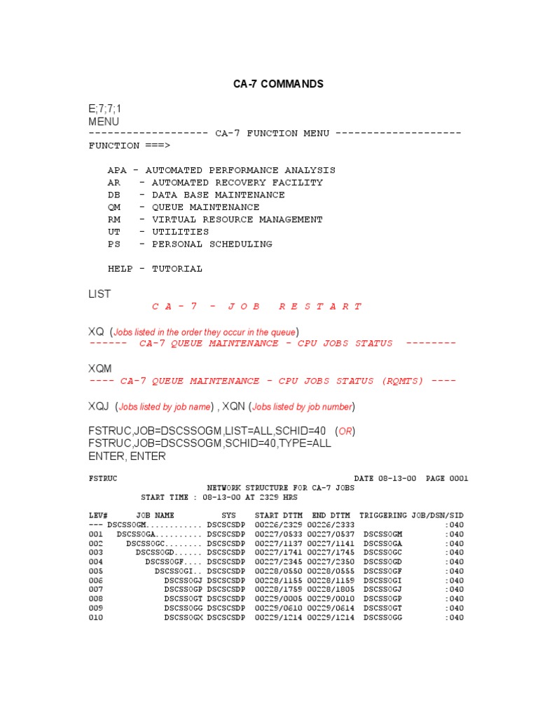 CA-7 Job Management Commands Guide | PDF | Computing | Computer ...