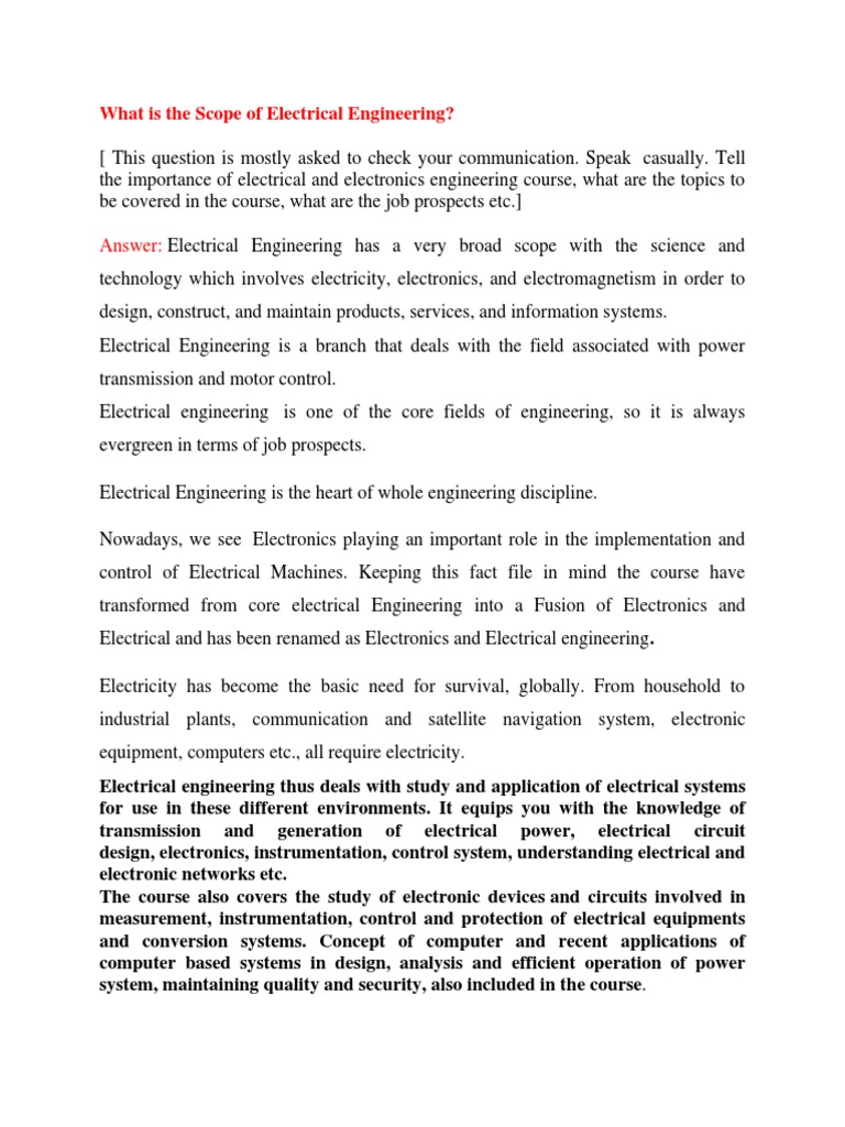 What Is The Scope Of Electrical Engineering | Pdf | Control System |  Feedback
