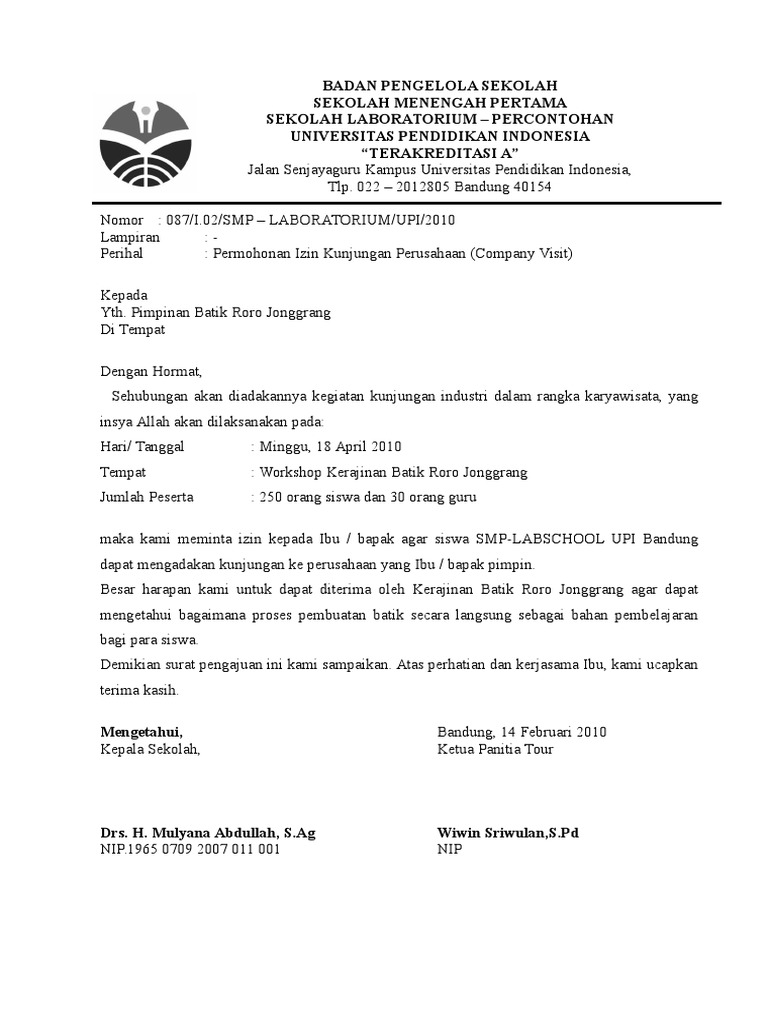 26887599 Surat Permohonan Kunjungan Contoh Surat Permohonan Bantuan Studi Banding via contohxsuratco.