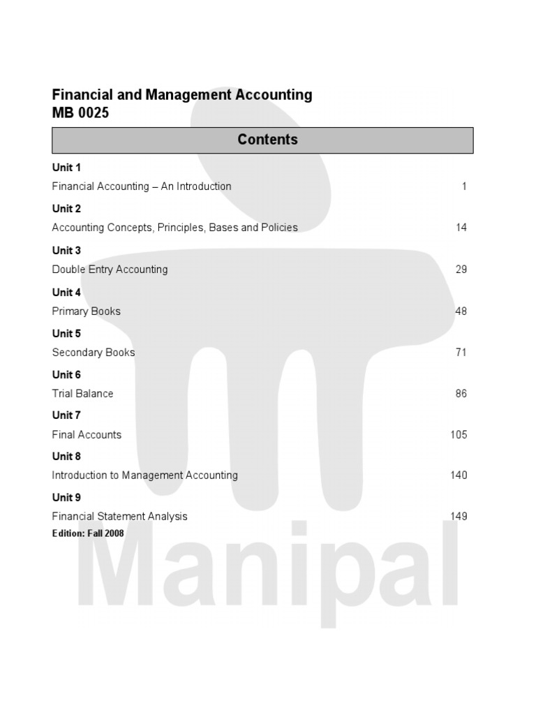 Financial and Management Accounting Overview | PDF | Debits And Credits ...