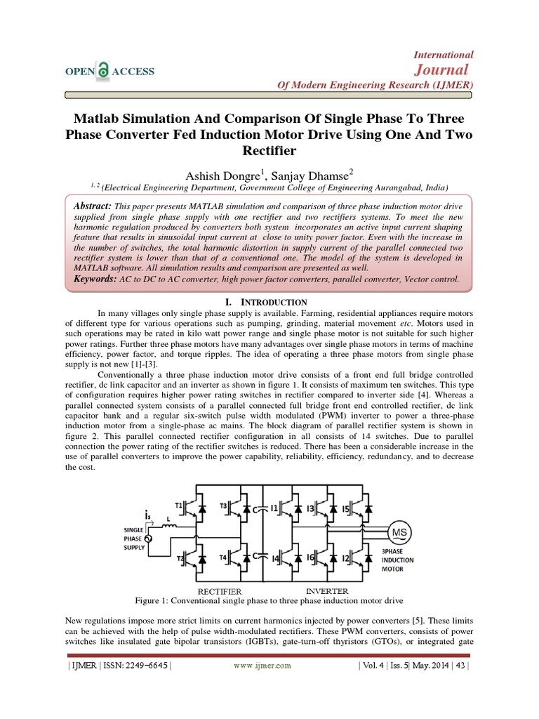 Matlab Simulation and Comparison of Single Phase To Three Phase ...