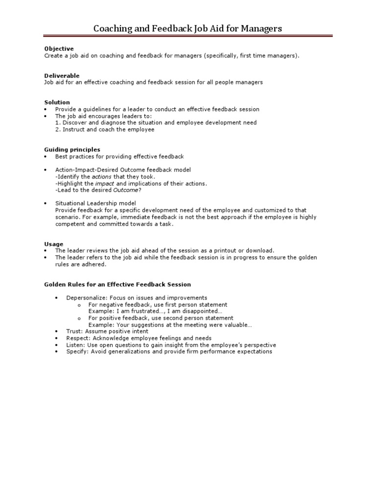 Coaching and Feedback Guide for Managers | PDF | Goal | Leadership