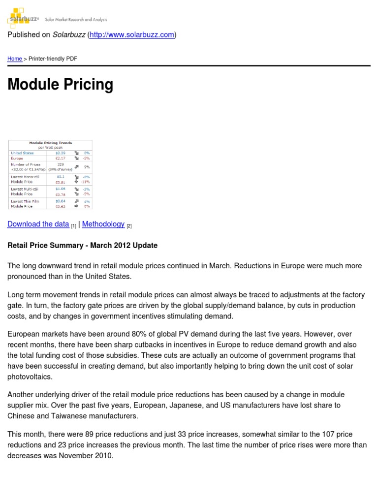 Solarbuzz - Module Pricing - 2012-06-19 | PDF | Thin Film Solar Cell ...