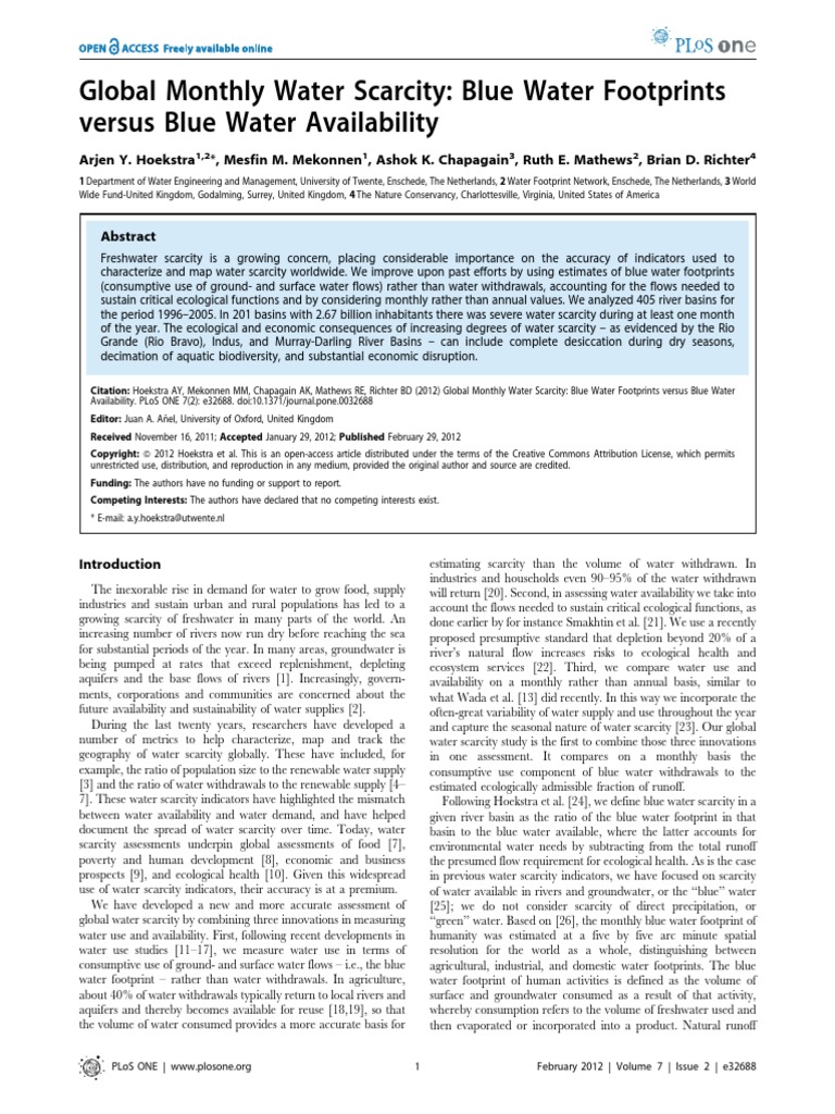 Global Monthly Water Scarcity | PDF | Water Resources | Water Scarcity