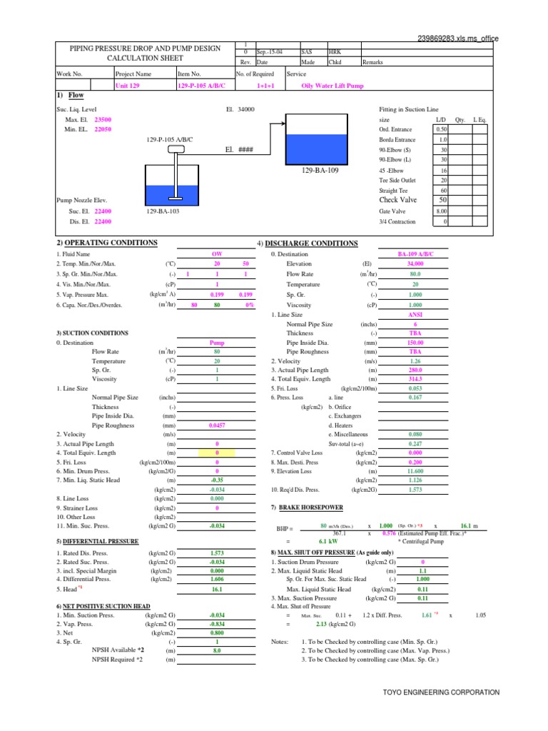 Ejector Design Calculation Sheet | PDF | Valve | Pump
