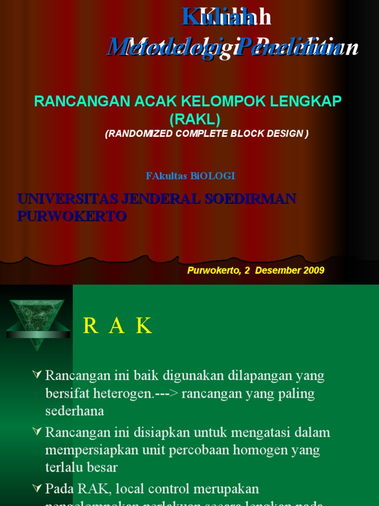 Rancangan Acak Kelompok Lengkap (RAKL) | PDF
