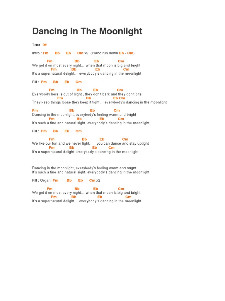 Dancing in The Moonlight PDF Recorded Music Pop Music