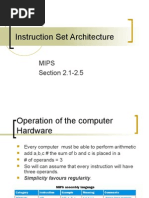 Instruction Set Architecture: Mips Section 2.1-2.5