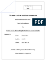 Written Analysis and Communication: Individual Assignment No. 2 Case Analysis Report On