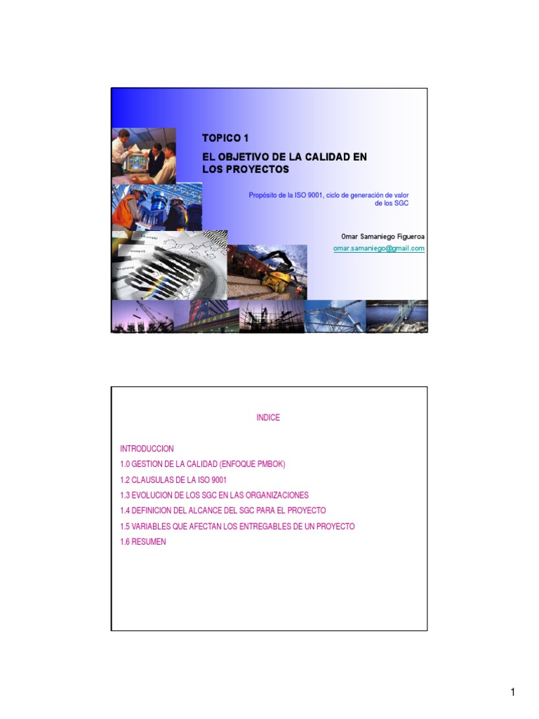 Calidad en Proyectos: ISO 9001 y SGC | PDF | Gestión de la calidad ...