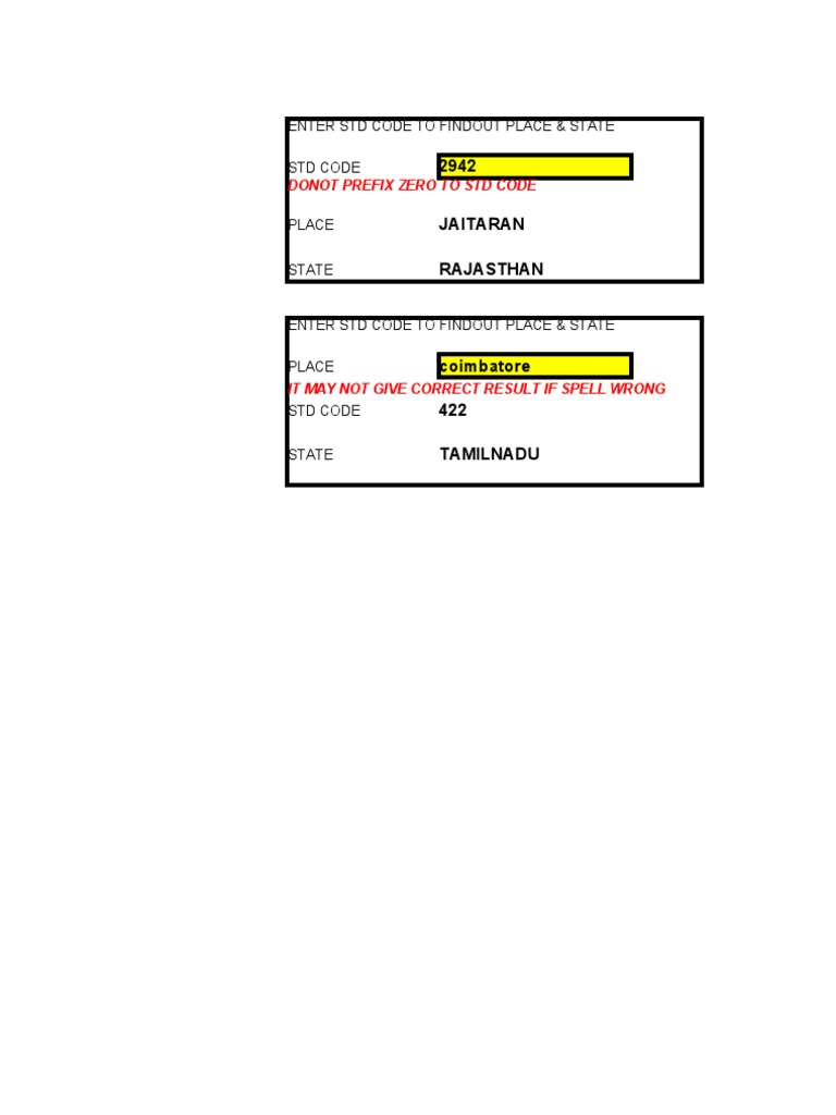 STD Code Formula | PDF | Business