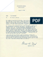 President Gerald R Ford Signed Letter To Vice Presidential Staff Member Paul Miltich 08.09.1974