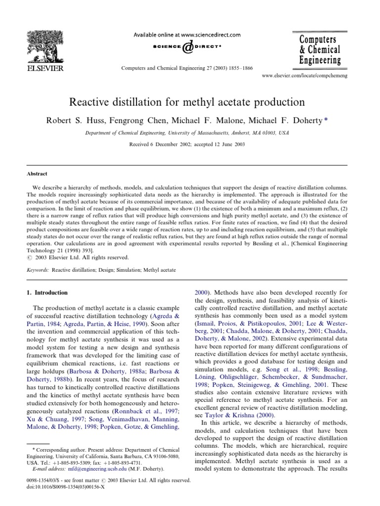 Reactive Distillation 2 | PDF | Teaching Methods & Materials | Science ...
