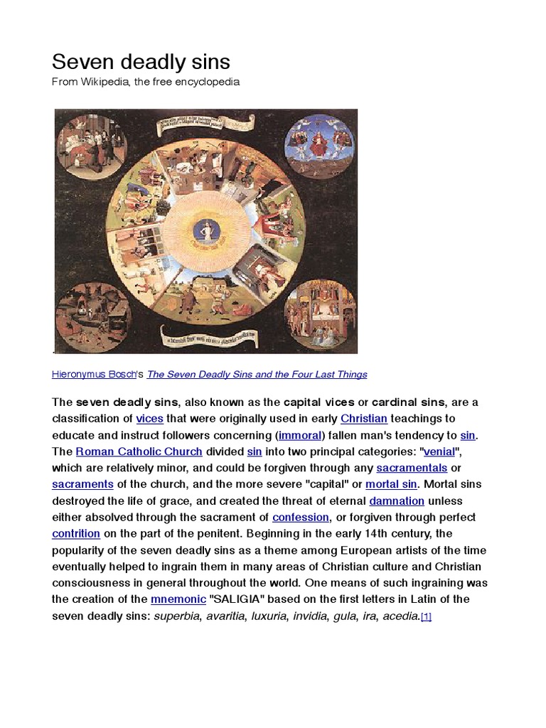 Deadly Sins Seven Deadly Sins Religious Ethics