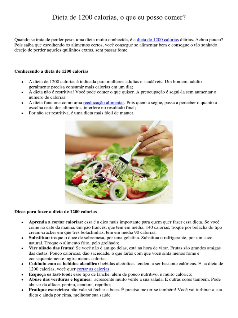 Dieta de 1200 Calorias, o Que Eu Posso Comer | Calorie | Foods