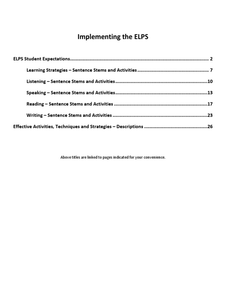 Implementing The Elps | PDF | Reading Comprehension | English Language