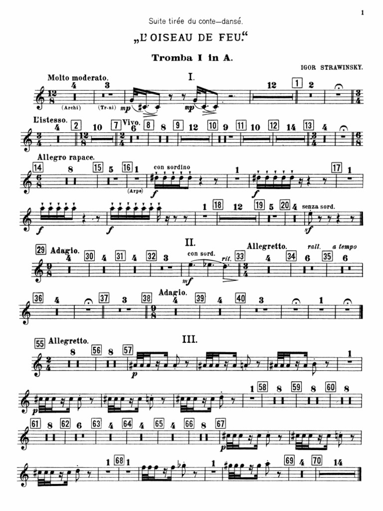 Stravinsky Firebird Suite 1911 Trumpet 1 Pdf