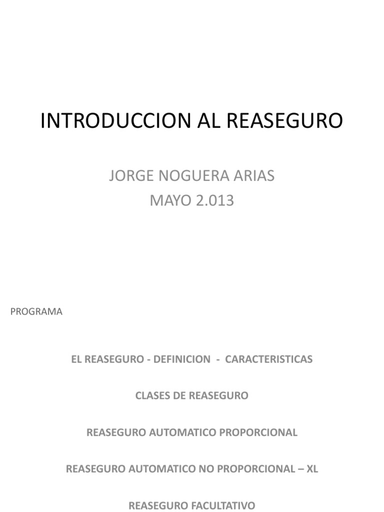 Introducción al Reaseguro: Tipos y Clases | PDF | Reaseguro | Seguro