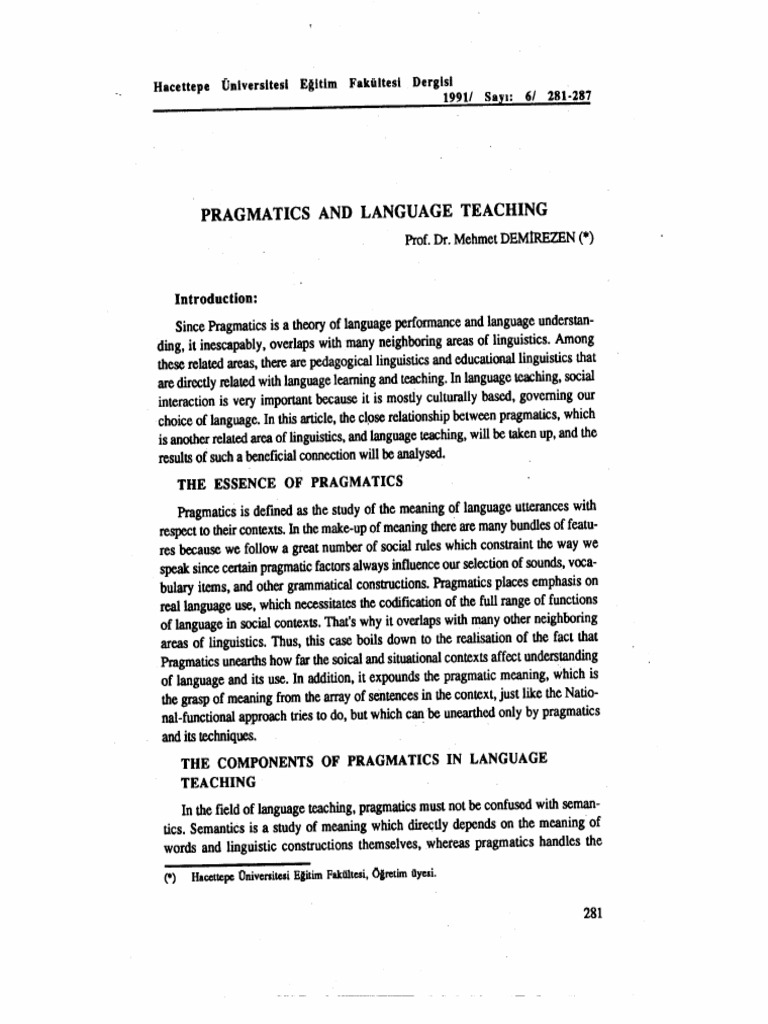 Pragmatics in Language Teaching | PDF | Language Arts & Discipline ...