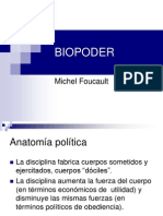 Foucault biopoder anatomía política disciplina cuerpo población Estado