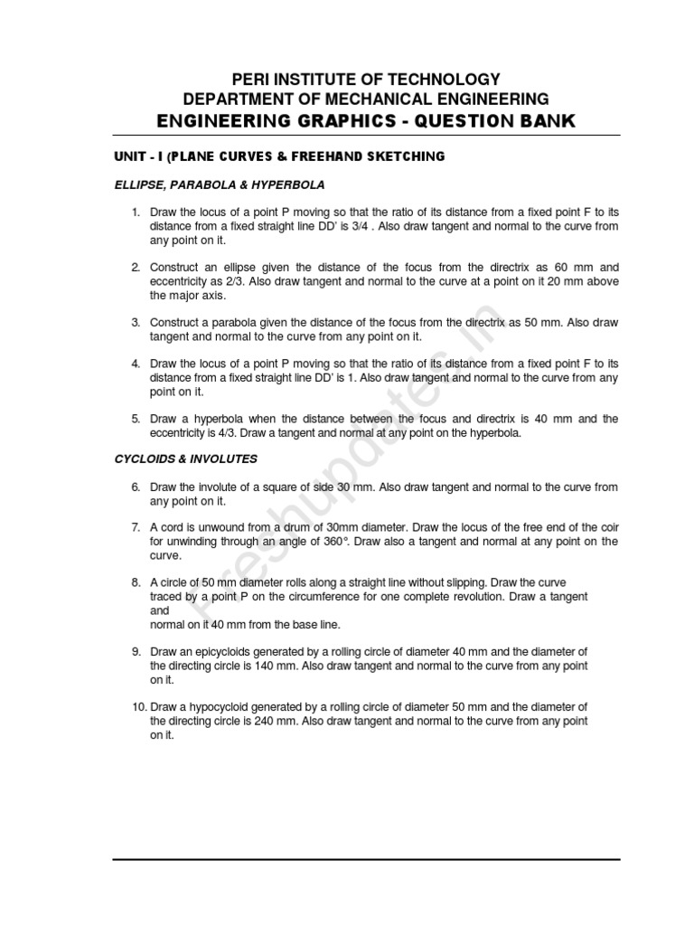 Engineering Graphics Question Bank | PDF | Classical Geometry ...