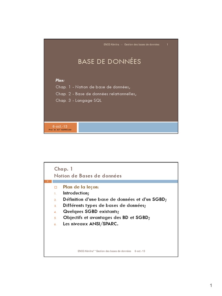 Introduction aux bases de données et SGBD | PDF | Base de données ...