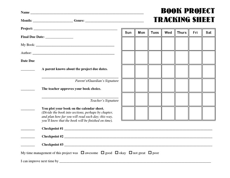 Book Report Tracking Sheet | PDF | Career & Growth