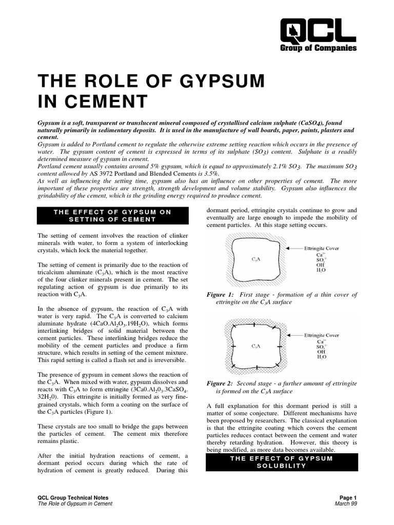 The Role of Gypsum in Cement Gypsum Cement