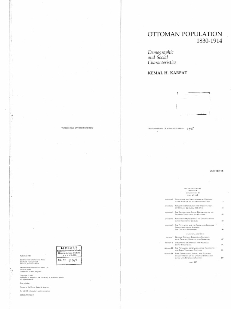 Kemal Karpat Ottoman Population 1830 1914 Demographic And Social Characteristics