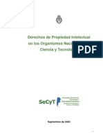 SECYT Argentina 2003 Derechos de Propiedad Intelectual en Los Organismos Nacionales de CyT