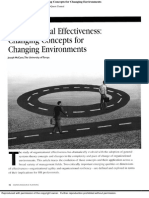 Organizational Effectiveness, Changing Concepts For Changing Environments