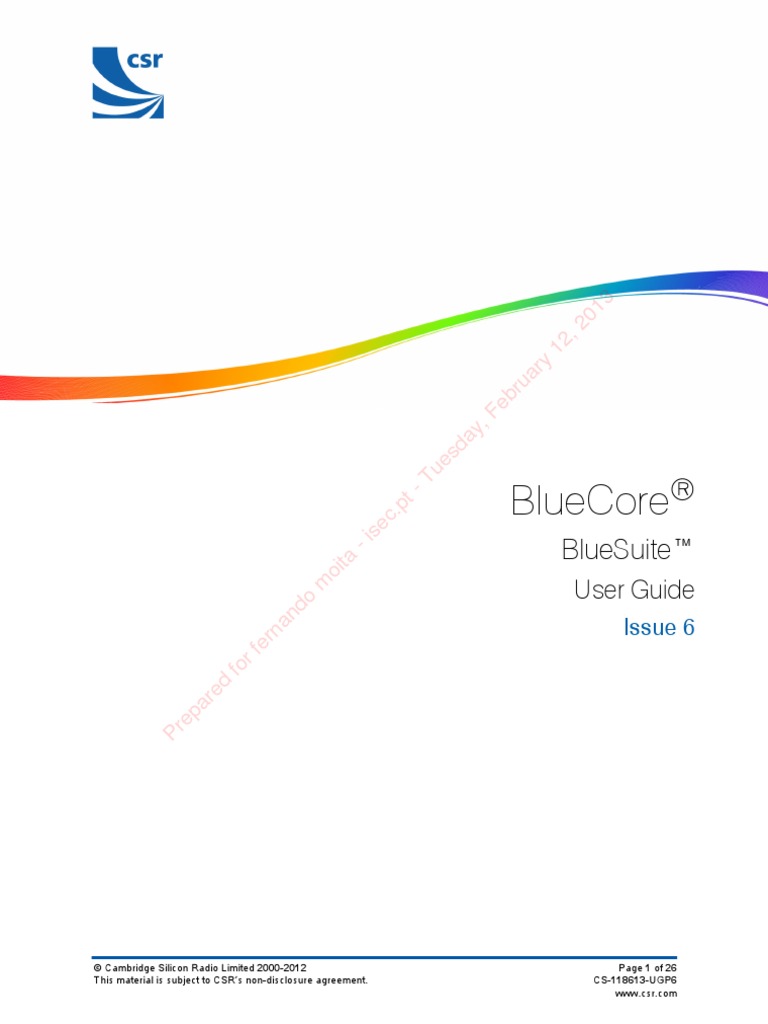 Bluesuite User Guide CS 118613 UG 6 | PDF | Bluetooth | Flash Memory