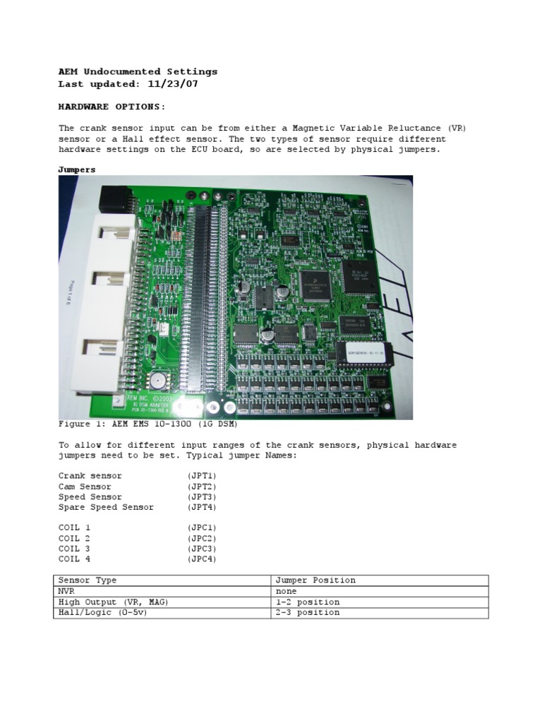 AEM Undocumented Settings v1 Resistor Ignition System