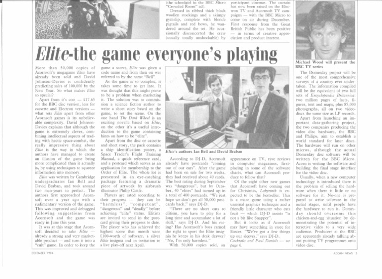 1984-12) 'Elite-The Game Everyone's Playing', Acorn News | PDF