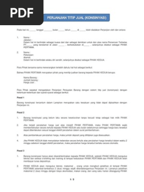 Surat Perjanjian Titip Jual Konsinyasi